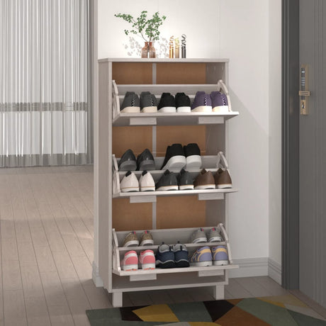 Shoe Cabinet Hamar 59.5X35X117 Cm Solid Wood Pine