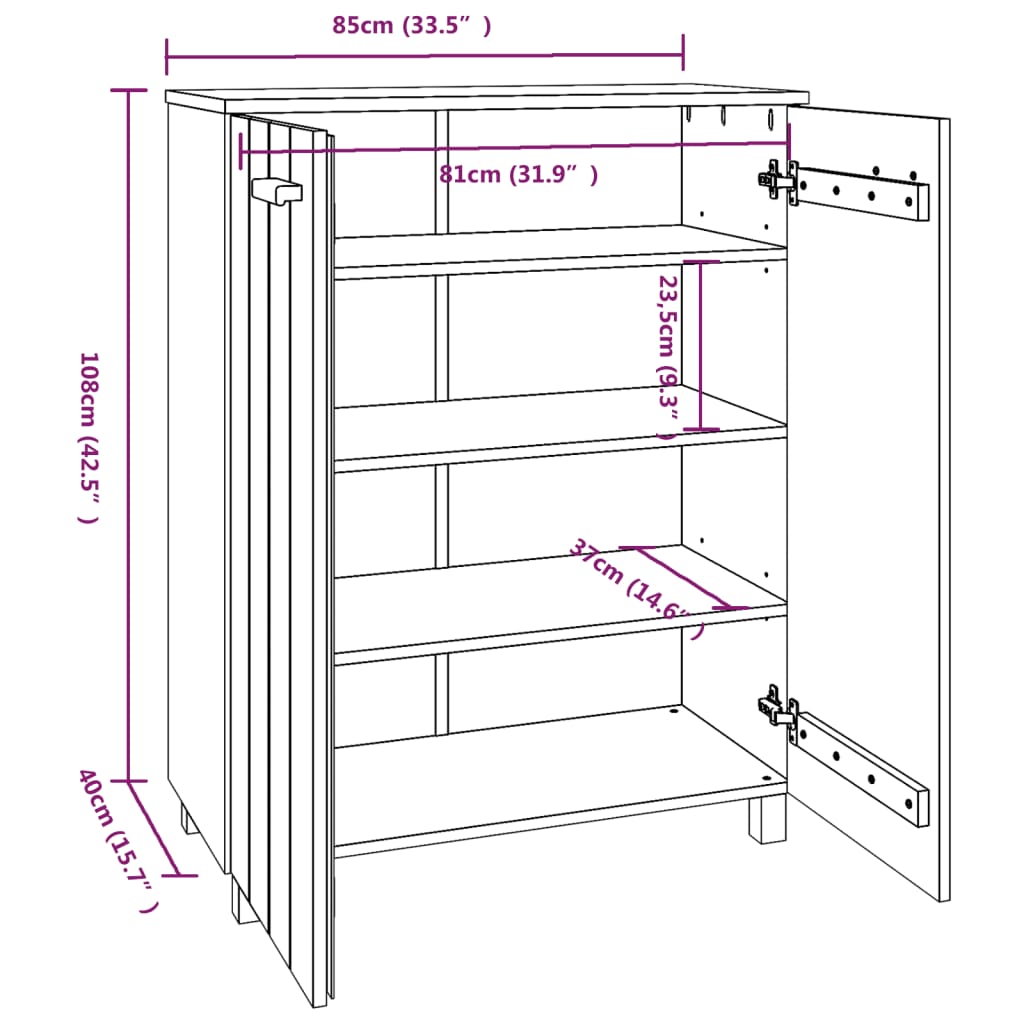 Shoe Cabinet Hamar 85X40X108 Cm Solid Wood Pine