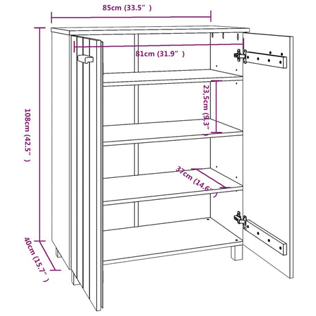 Shoe Cabinet Hamar 85X40X108 Cm Solid Wood Pine