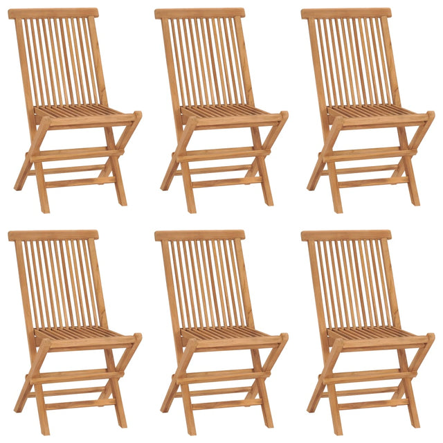 Folding Garden Chairs 6 Pcs Solid Teak Wood