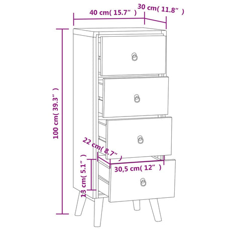 Chest Of Drawers 40X30X100 Cm Solid Wood Teak