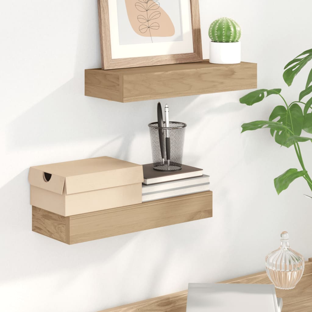 Wall Shelves 2 Pcs Solid Wood Teak