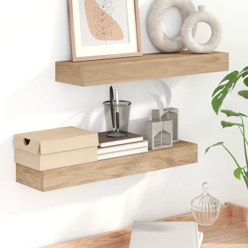 Wall Shelves 2 Pcs Solid Wood Teak