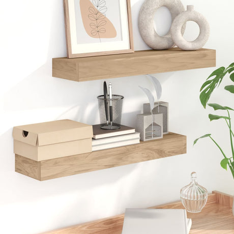 Wall Shelves 2 Pcs Solid Wood Teak