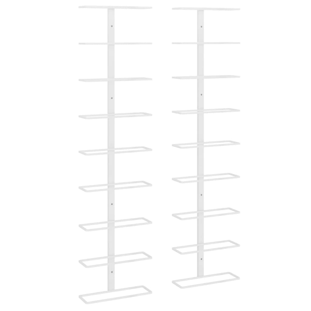 Wall-mounted Wine Rack for 9 Bottles 2 pcs White Iron