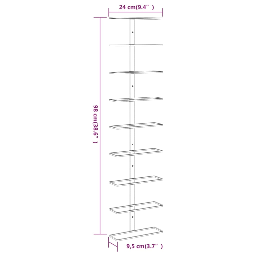 Wall-mounted Wine Rack for 9 Bottles 2 pcs White Iron