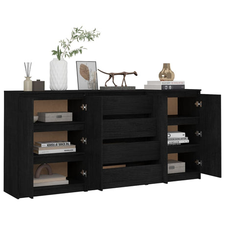 Side Cabinets 3 Pcs Solid Pinewood