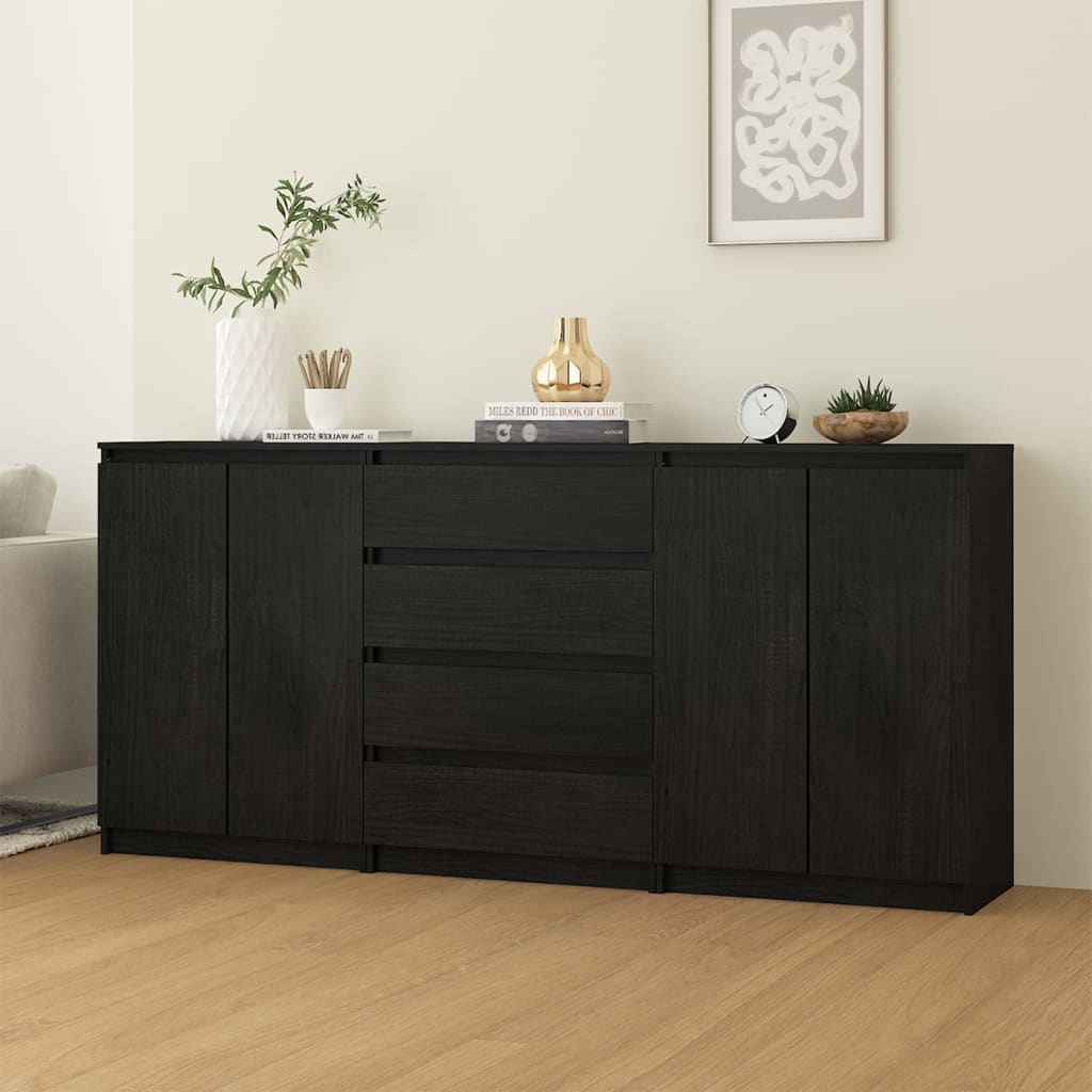 Side Cabinets 3 Pcs Solid Pinewood