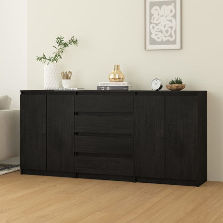 Side Cabinets 3 Pcs Solid Pinewood