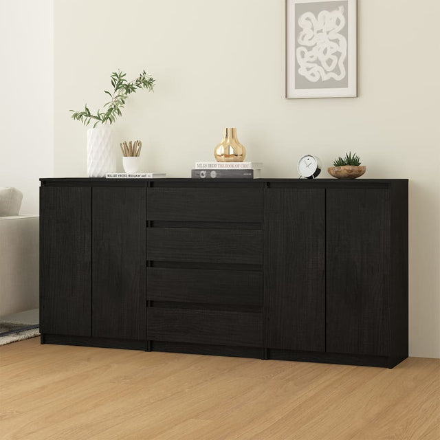 Side Cabinets 3 Pcs Solid Pinewood