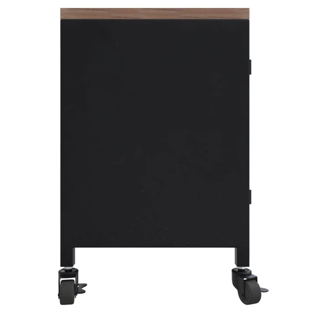 Tv Cabinet Black 110X30X43 Cm Iron And Solid Wood Fir