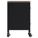 Tv Cabinet Black 110X30X43 Cm Iron And Solid Wood Fir