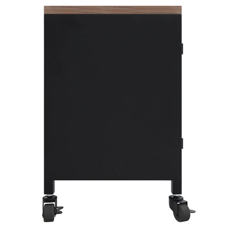 Tv Cabinet Black 110X30X43 Cm Iron And Solid Wood Fir