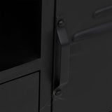 Tv Cabinet Black 110X30X43 Cm Iron And Solid Wood Fir