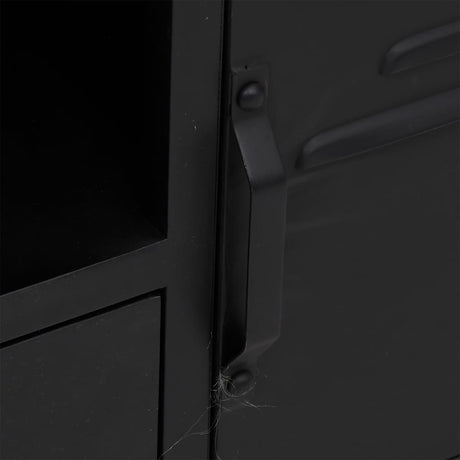 Tv Cabinet Black 110X30X43 Cm Iron And Solid Wood Fir
