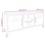 Tv Cabinet Black 110X30X43 Cm Iron And Solid Wood Fir