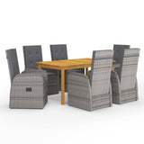 7 Piece Garden Dining Set With Cushions Poly Rattan