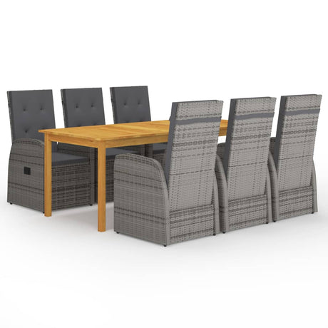 7 Piece Garden Dining Set With Cushions Poly Rattan