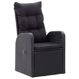 7 Piece Garden Dining Set with Cushions Black Poly Rattan
