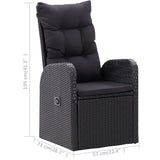 7 Piece Garden Dining Set with Cushions Black Poly Rattan