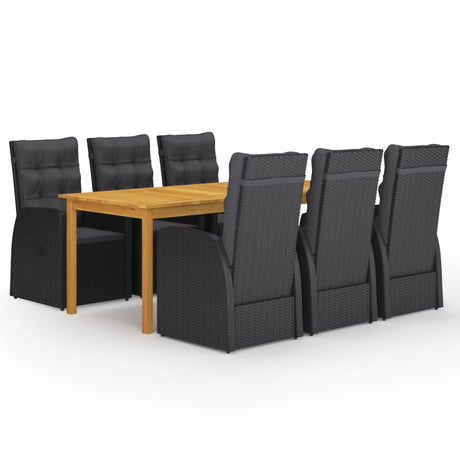 7 Piece Garden Dining Set With Cushions Poly Rattan