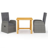 3 Piece Garden Dining Set With Cushions Poly Rattan