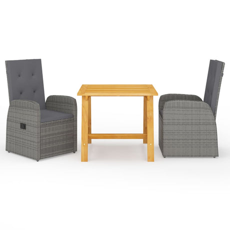 3 Piece Garden Dining Set With Cushions Poly Rattan