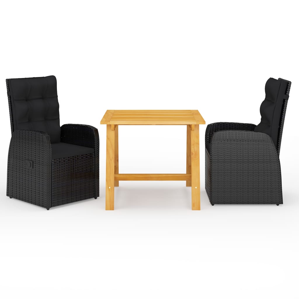 3 Piece Garden Dining Set With Cushions Poly Rattan