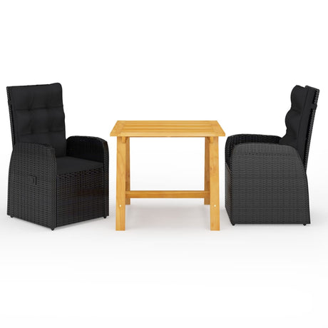 3 Piece Garden Dining Set With Cushions Poly Rattan