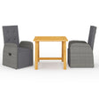 3 Piece Garden Dining Set With Cushions Poly Rattan