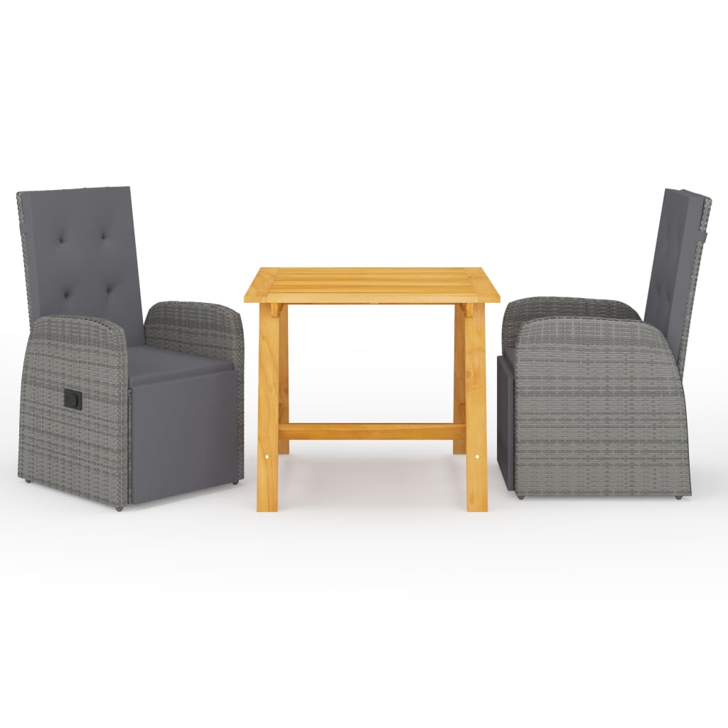 3 Piece Garden Dining Set With Cushions Poly Rattan