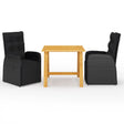 3 Piece Garden Dining Set With Cushions Poly Rattan