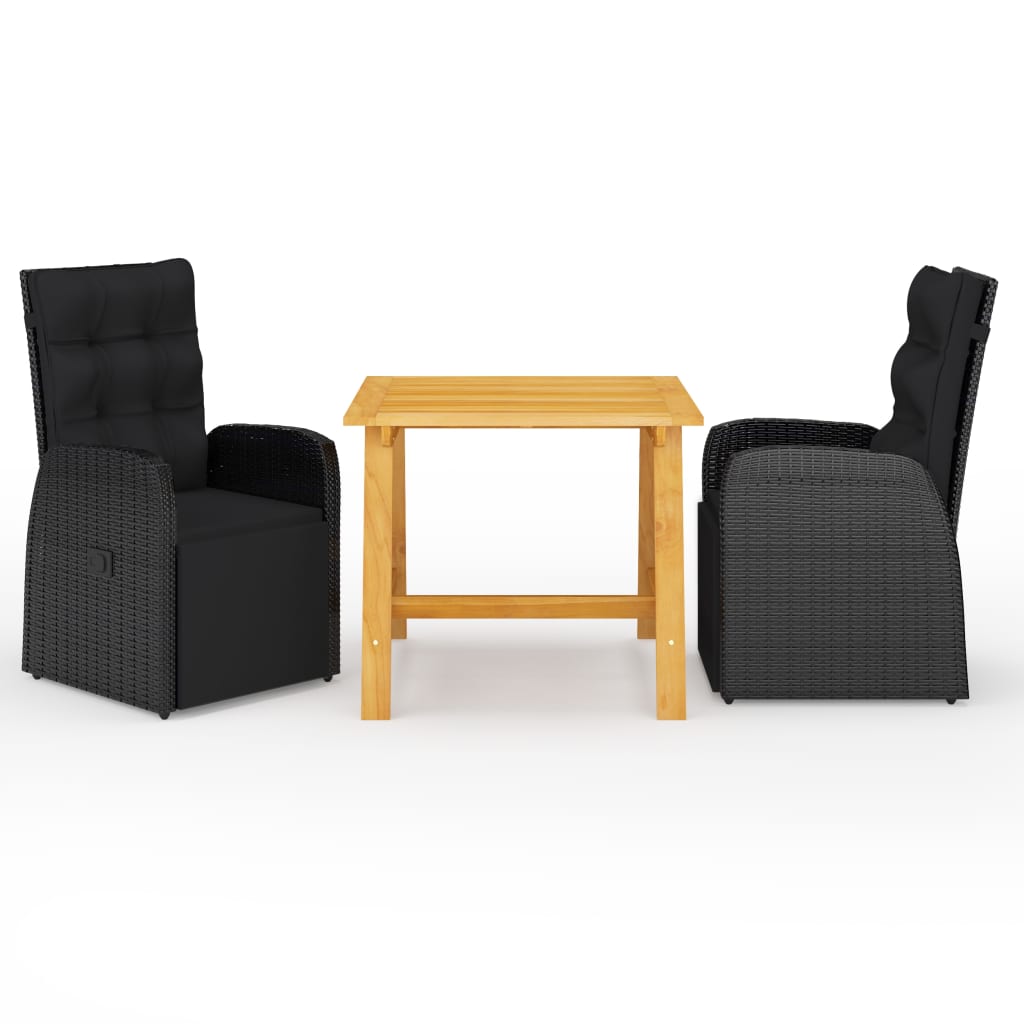 3 Piece Garden Dining Set With Cushions Poly Rattan