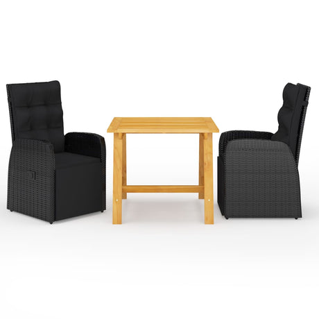 3 Piece Garden Dining Set With Cushions Poly Rattan