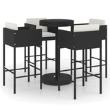 5 Piece Garden Bar Set With Cushions Poly Rattan