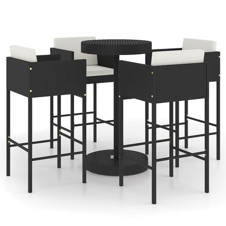5 Piece Garden Bar Set With Cushions Poly Rattan
