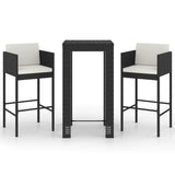 3 Piece Garden Bar Set With Cushions Poly Rattan