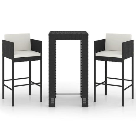 3 Piece Garden Bar Set With Cushions Poly Rattan