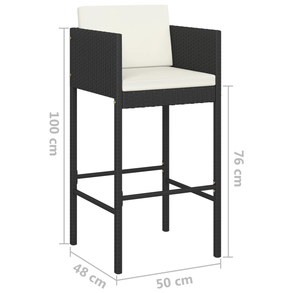 3 Piece Garden Bar Set With Cushions Poly Rattan