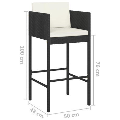 3 Piece Garden Bar Set With Cushions Poly Rattan