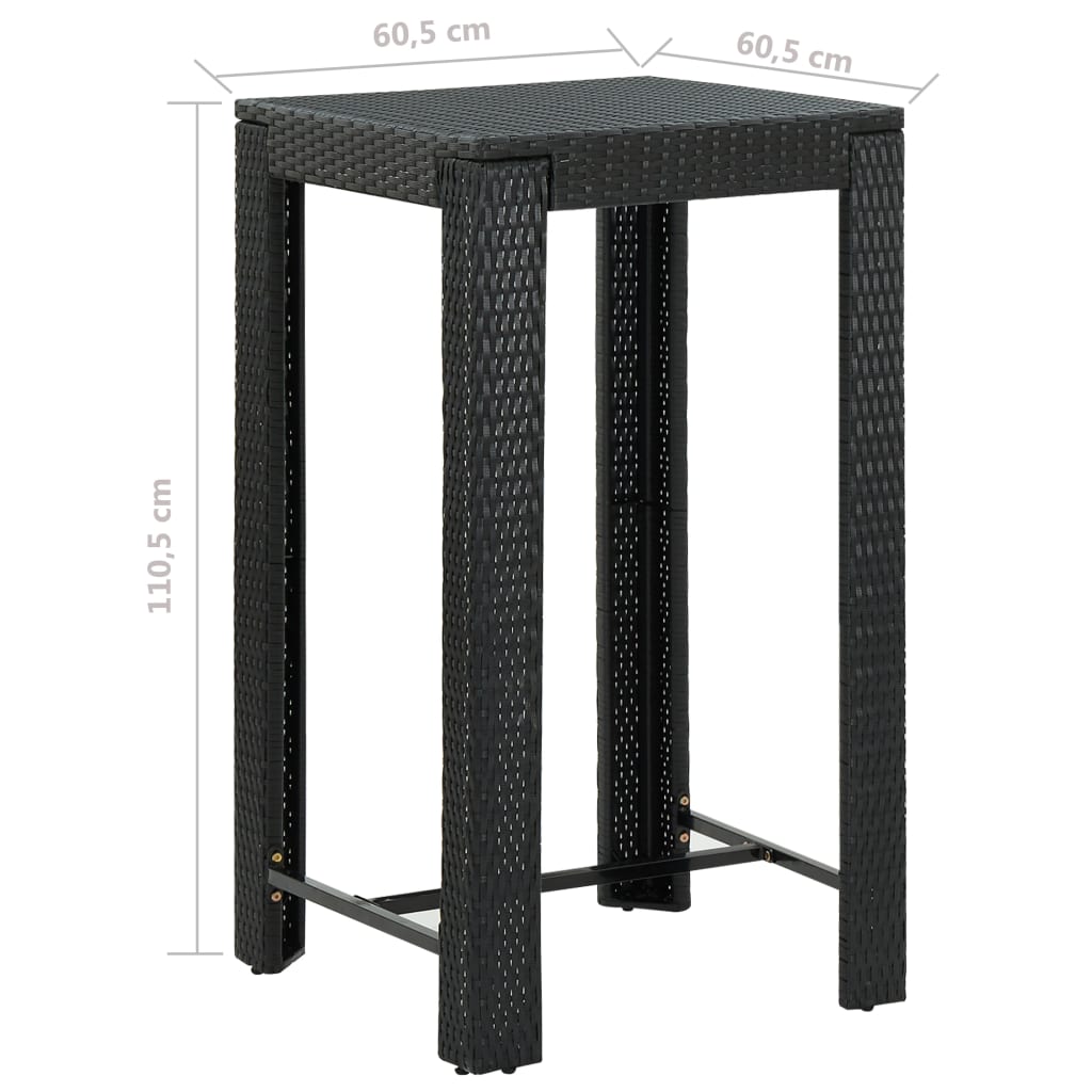 3 Piece Garden Bar Set With Cushions Poly Rattan