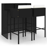 3 Piece Garden Bar Set With Cushions Poly Rattan