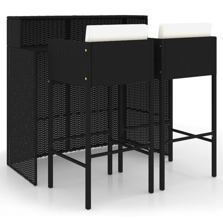 3 Piece Garden Bar Set With Cushions Poly Rattan