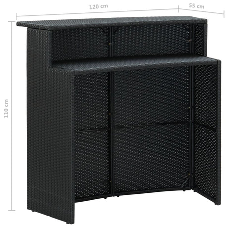 3 Piece Garden Bar Set With Cushions Poly Rattan