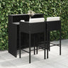 3 Piece Garden Bar Set With Cushions Poly Rattan