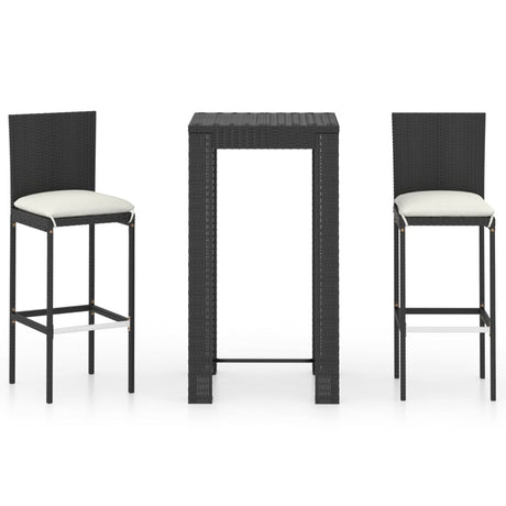 3 Piece Garden Bar Set With Cushions Poly Rattan