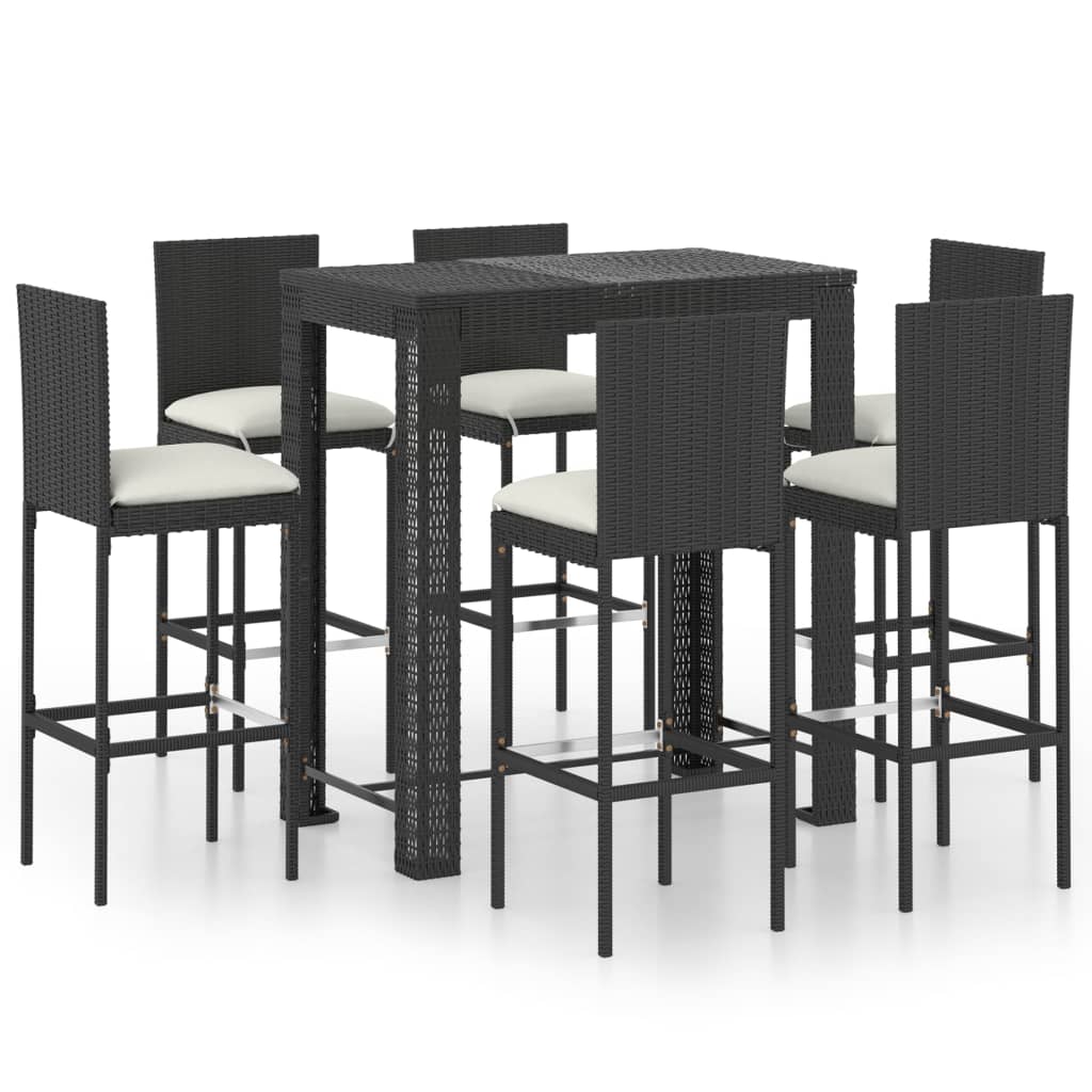 3 Piece Garden Bar Set With Cushions Poly Rattan