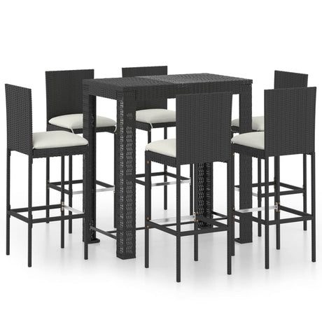 3 Piece Garden Bar Set With Cushions Poly Rattan