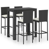 3 Piece Garden Bar Set With Cushions Poly Rattan