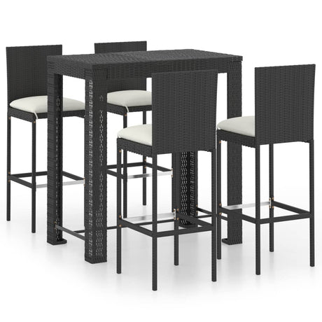 3 Piece Garden Bar Set With Cushions Poly Rattan